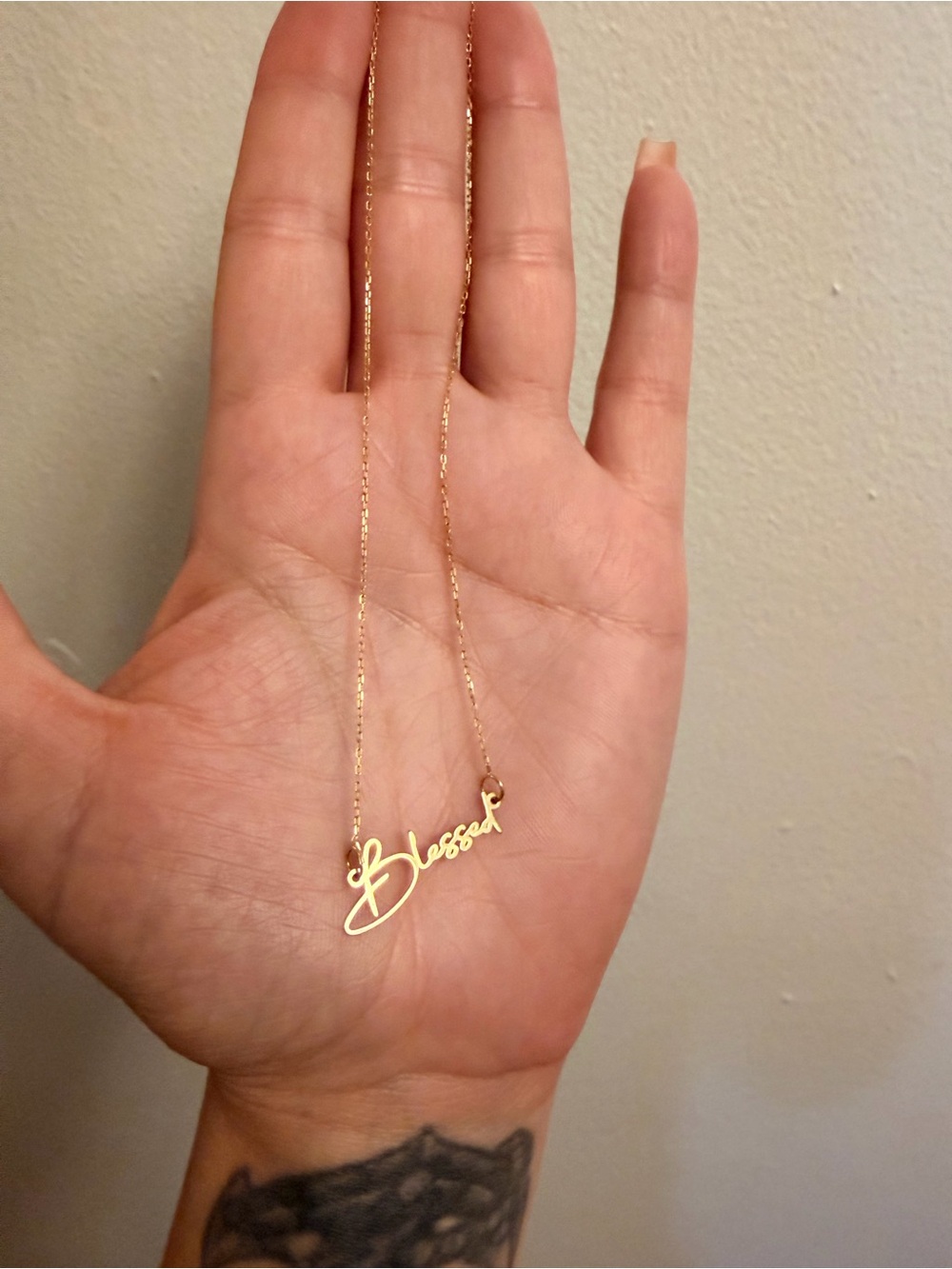 Belle Blessed Necklace in Gold - Bethany Script